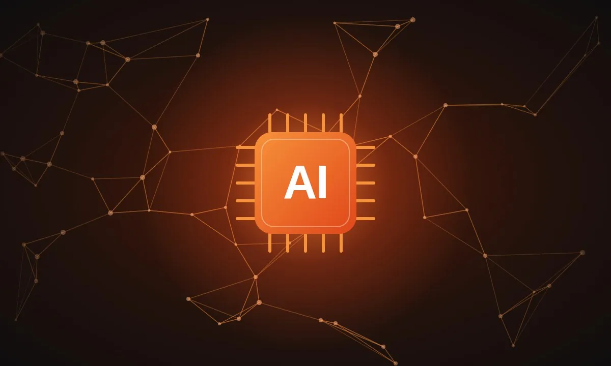 Illustration of an AI chip connected to a network